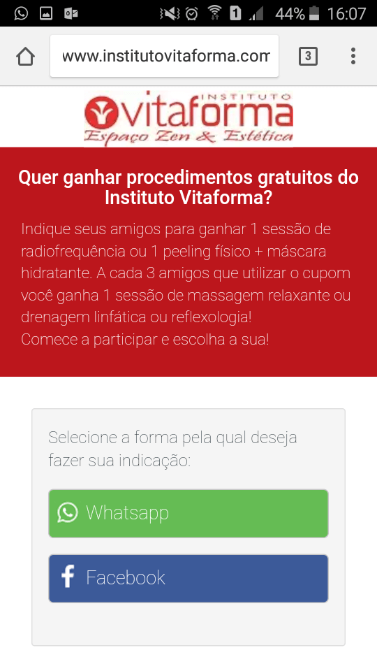 Página de indicação de clientes